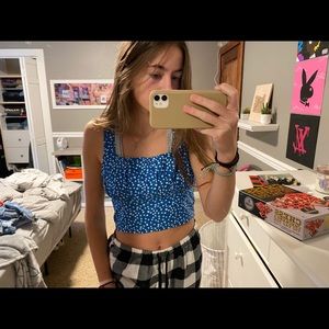 Blue floral tank top